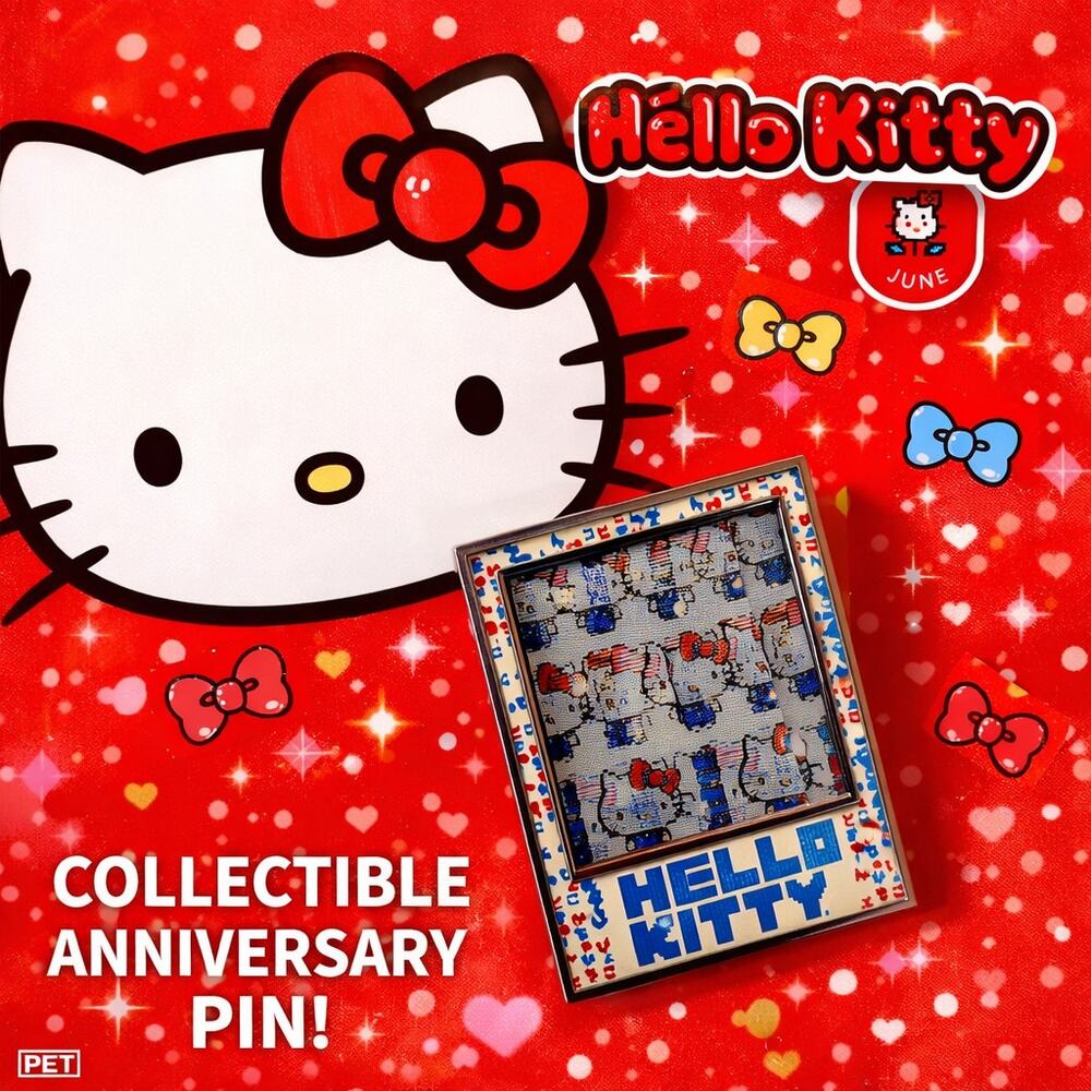 Hello Kitty Collectible 45th Anniversary Pin NEW